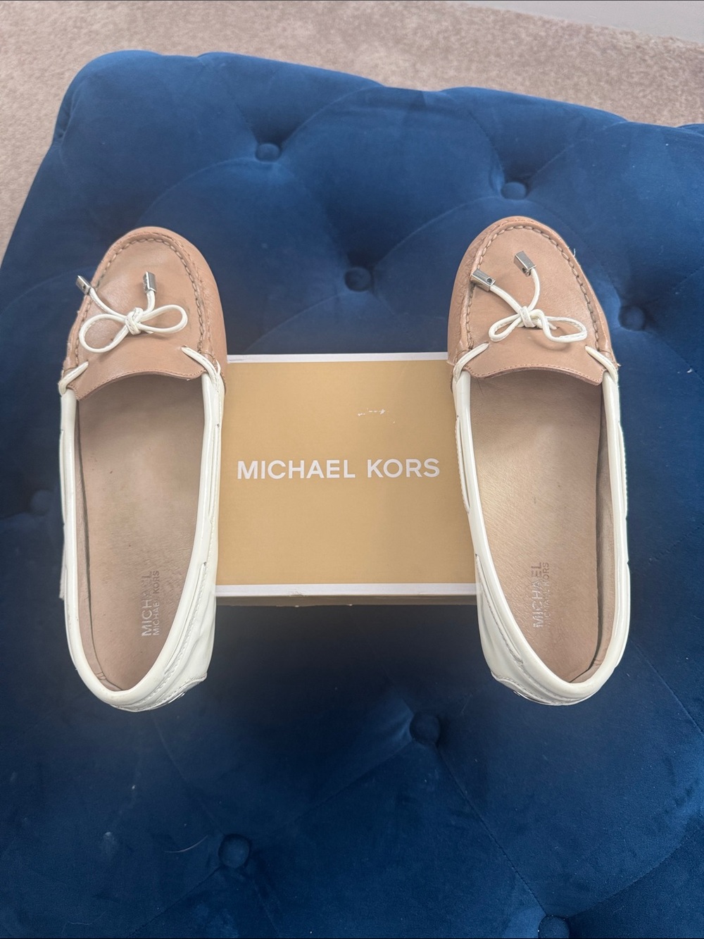 Michael Kors Tan and Cream Leather Moccasins